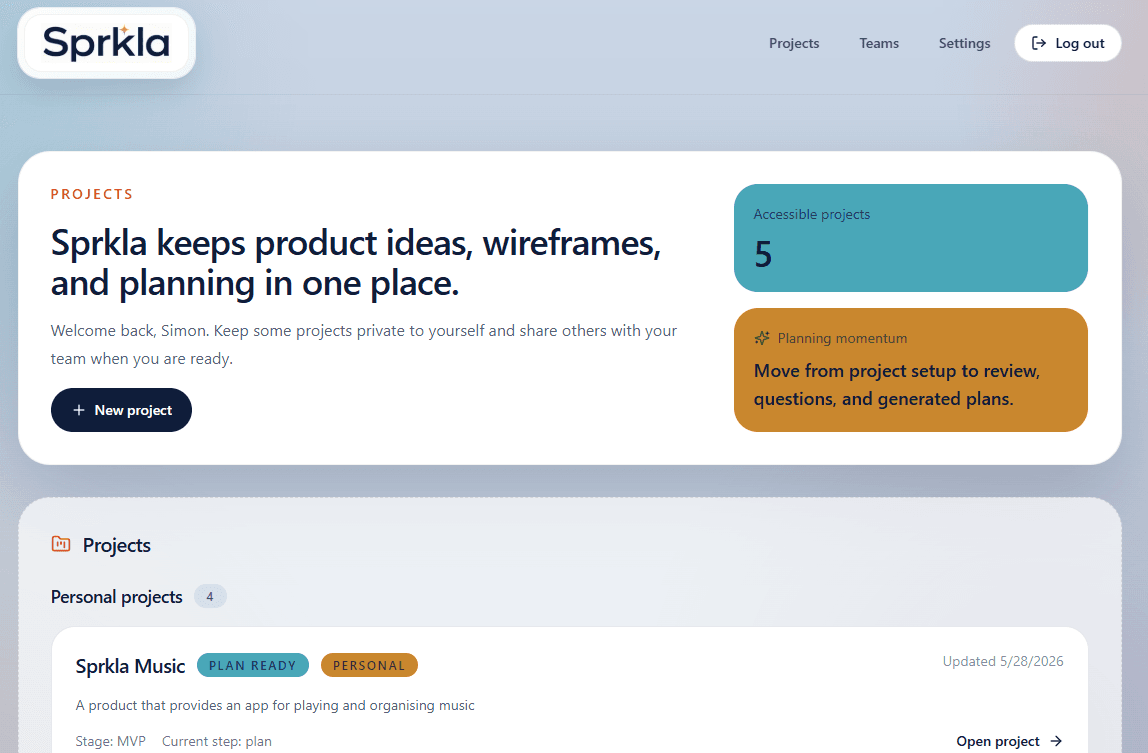 Projects dashboard